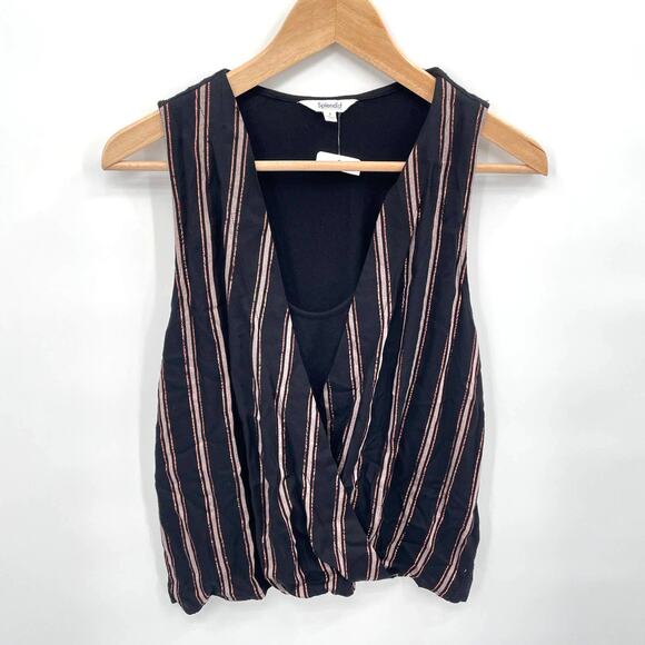 EVEREVE NWT Splendid Collection Metallic Shine V Neck Blouse Tank // S - Picture 1 of 7